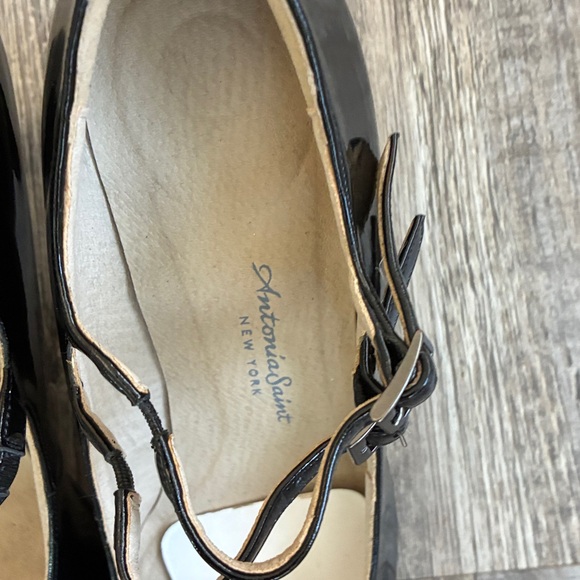 Antonia Saint Double Strap Black Patent Leather Opal Mary Jane Heels Never Worn - Picture 2 of 5